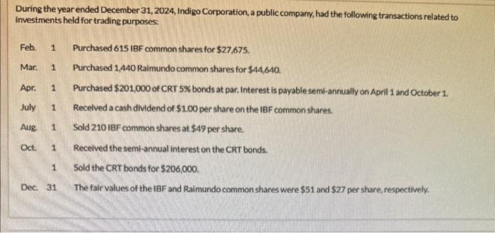 ind po Corperation a pubic compary, had the dollowene trancactiors refiend to