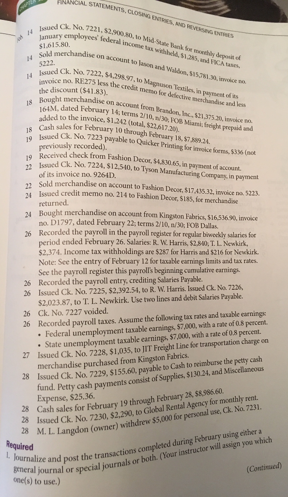 trouble after the special journals to the post-closing trial balance. comprehensive Review