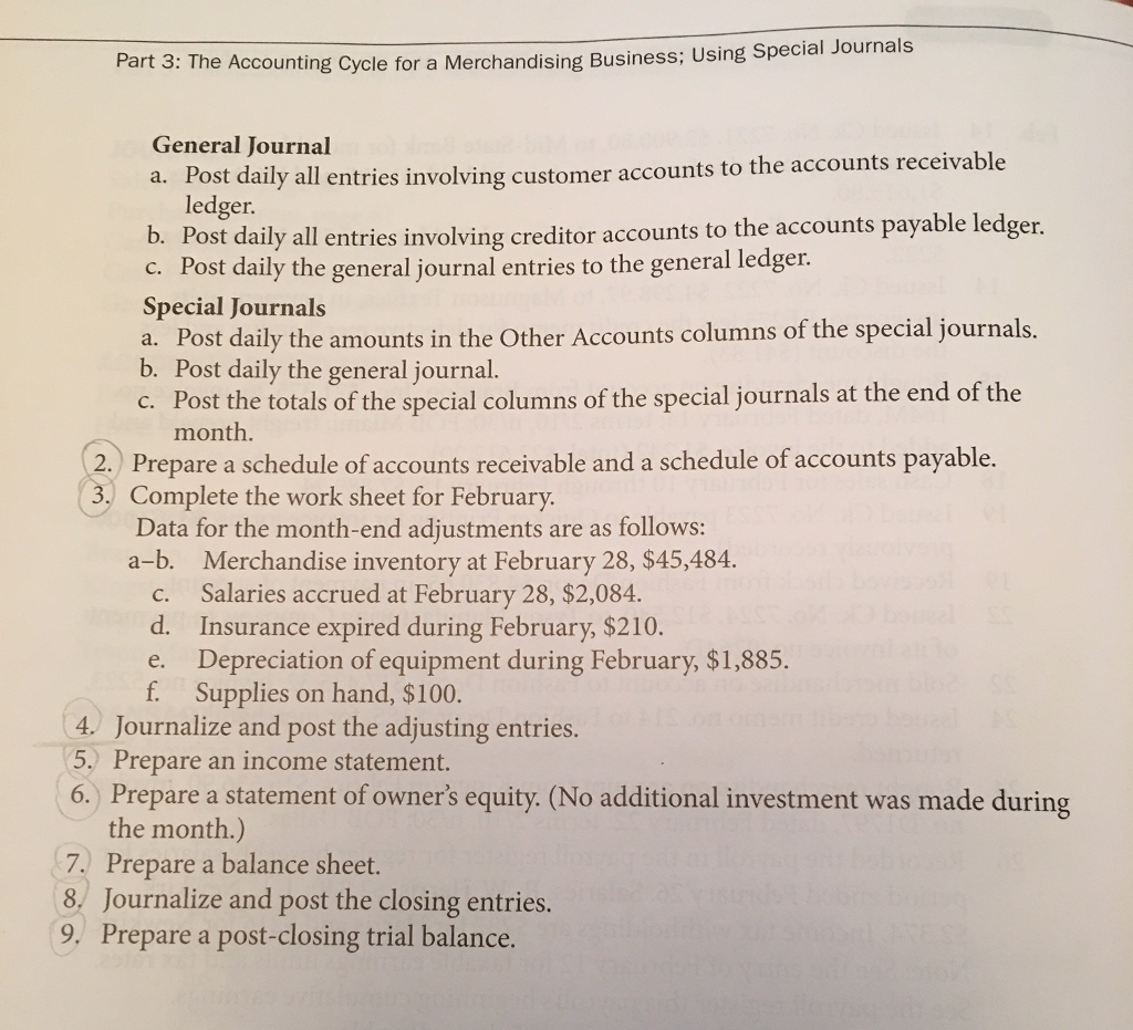 Problem record transactions completed by Fabulous Furnishings during February of You are