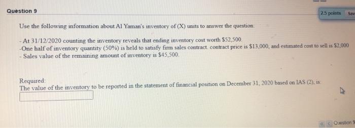  Question 9 25 points Sav Use the following information about Al