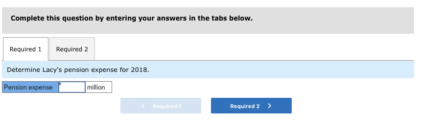 31, 2018, Lacy received the following information Projected Benefit Obligation ( in