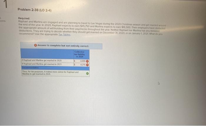  1 Problem 2-38 (LO 2-4) Required: Raphael and Martina are engaged