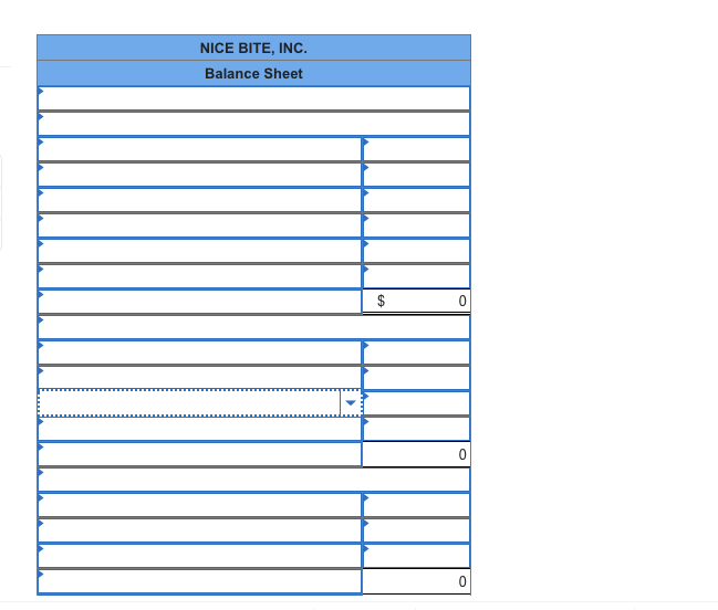  NICE BITE, INC. Balance Sheet