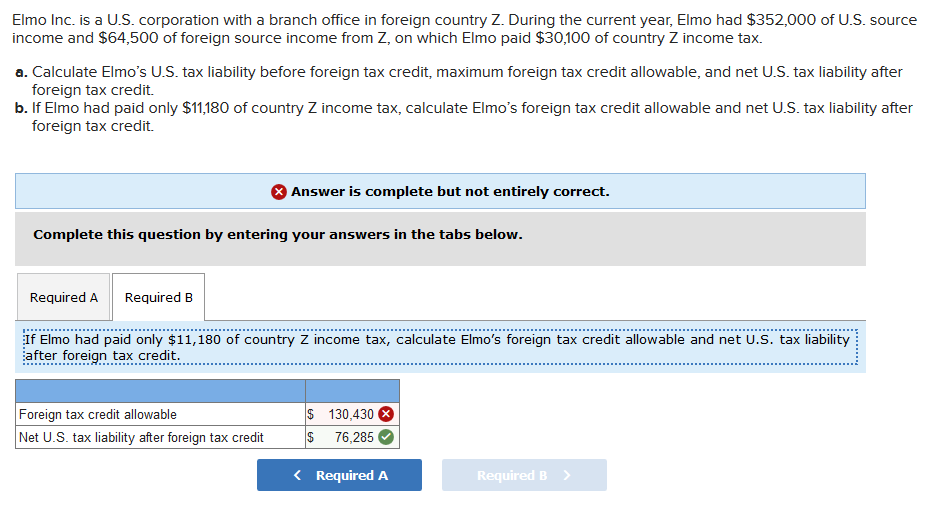 office in foreign country Z. During the current year, Elmo had $352,000