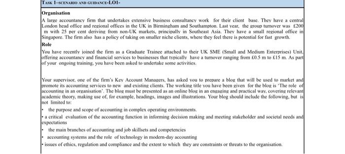 i want answer to this based on the scenerio given in Task