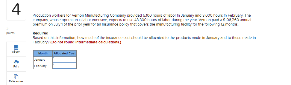 for the first four months of the year are as follows. Estimated