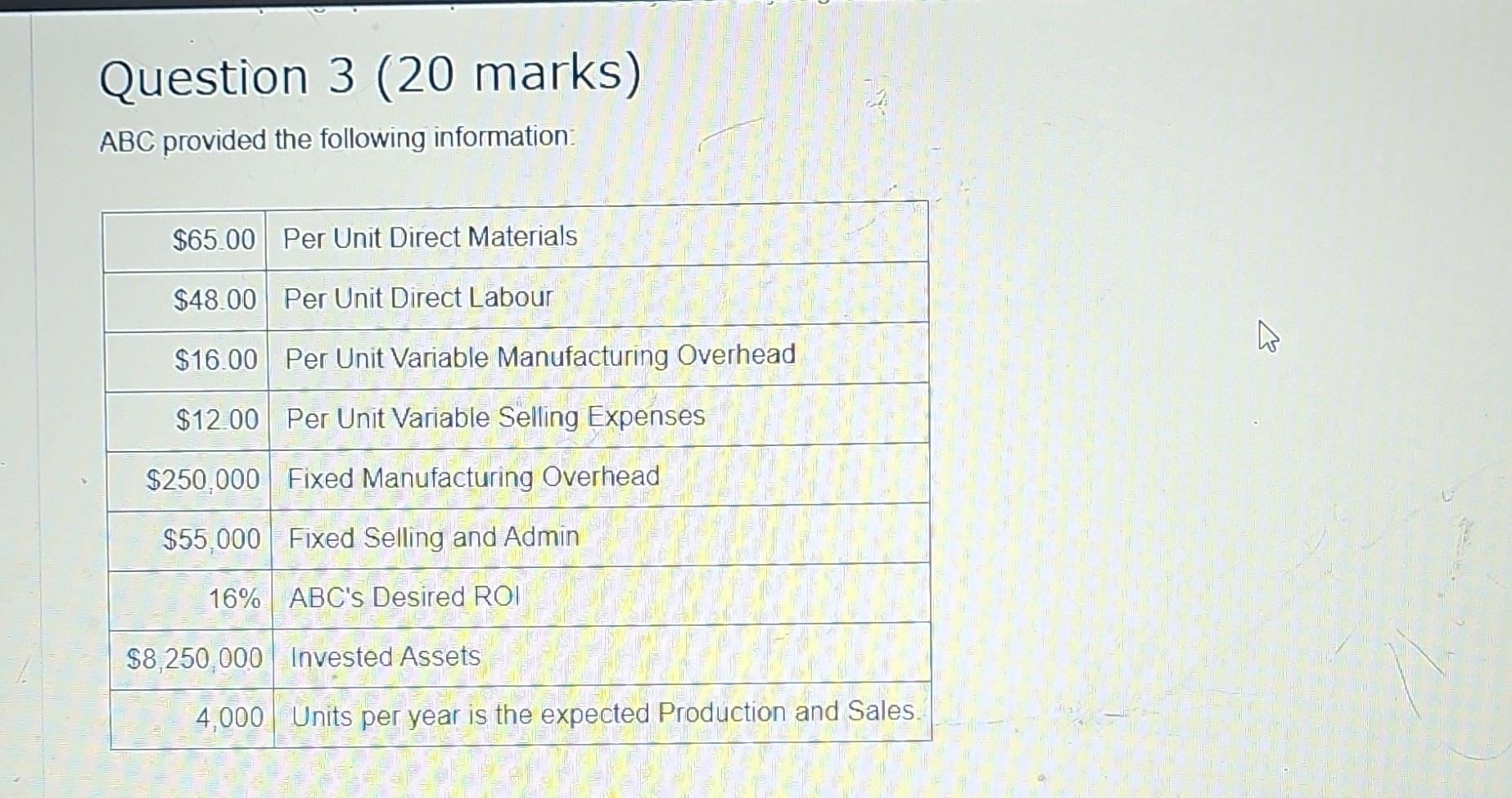 pls I need the correct answers in a table format. thanks