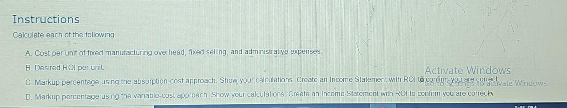 Question 3 (20 marks) ABC provided the following information: Instructions Calculate each