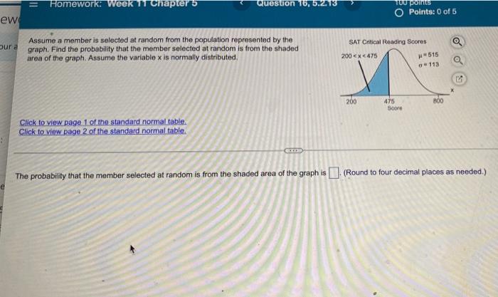  = Homework: Week 11 Chapter 5 Quesuon 16, 5.2.13 10 points