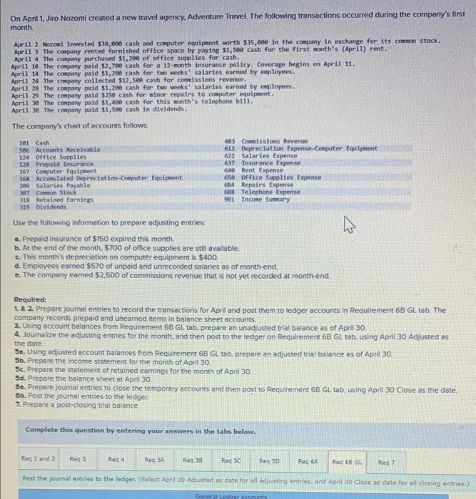  Please only Do Requried Question 6B GL and please put answer