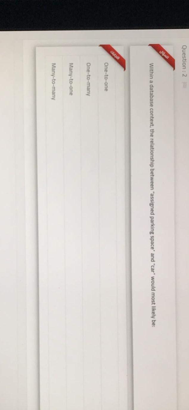  Question : 2 Within a database context, the relationship between "assigned