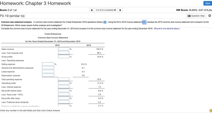 of 1 pt 5 of 8 (4 complete) HW Score: P3-19 (similar
