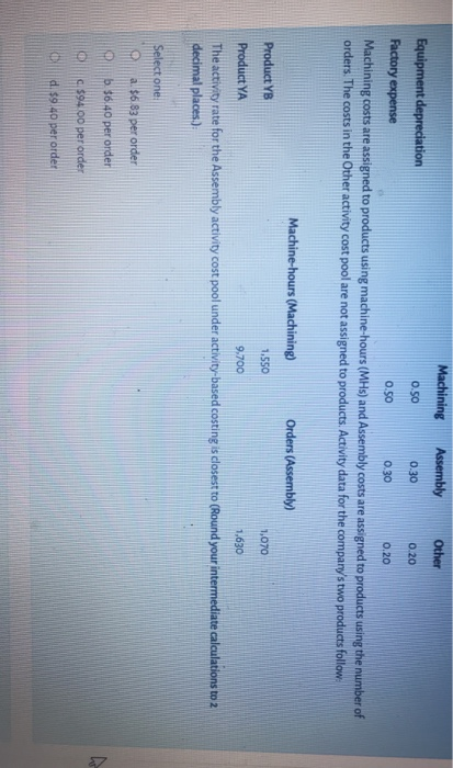 cost pools--Machining, Assembly, and Other in the first stage allocations.costs in the
