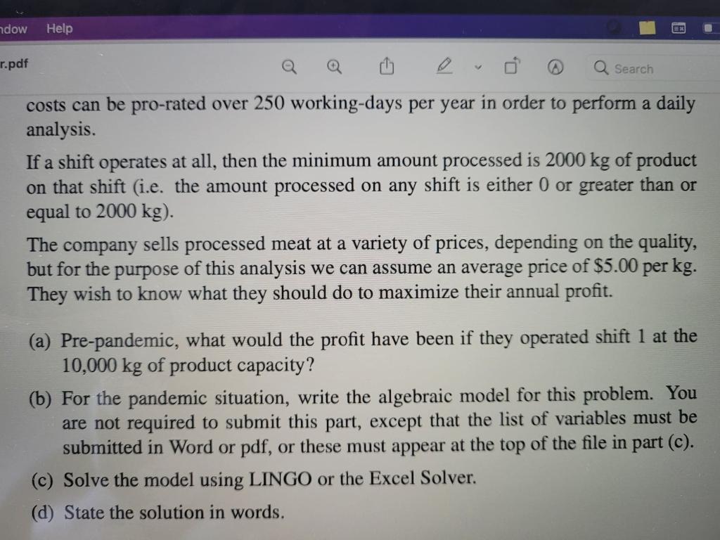 beef slaughterhouse in Alberta would operate one shift per day with a