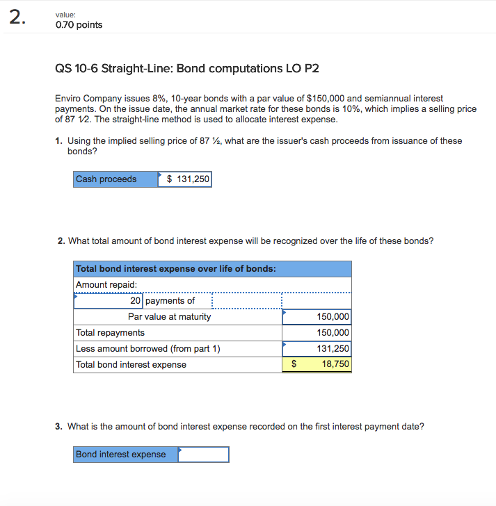  2. 020 value: points QS 10-6 Straight-Line: Bond computations LO P2