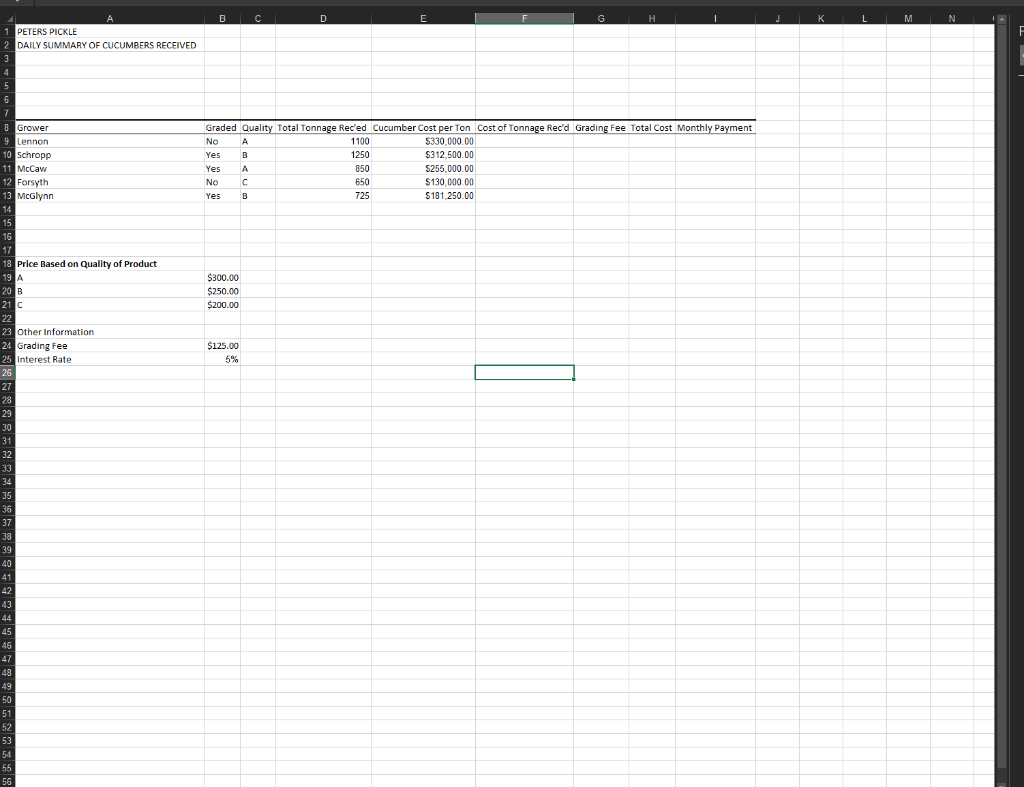 EXCEL PLEASE B C D E G . K L M N