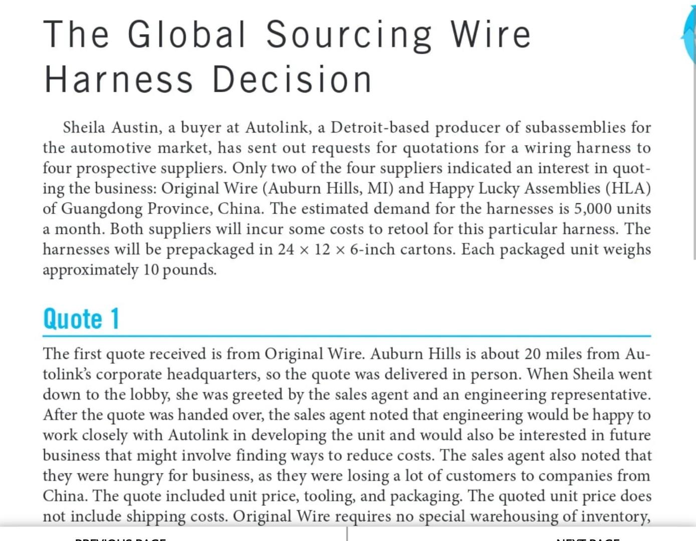 Harness Decision(Pg. 817) requires completing total cost calculations for both options. I