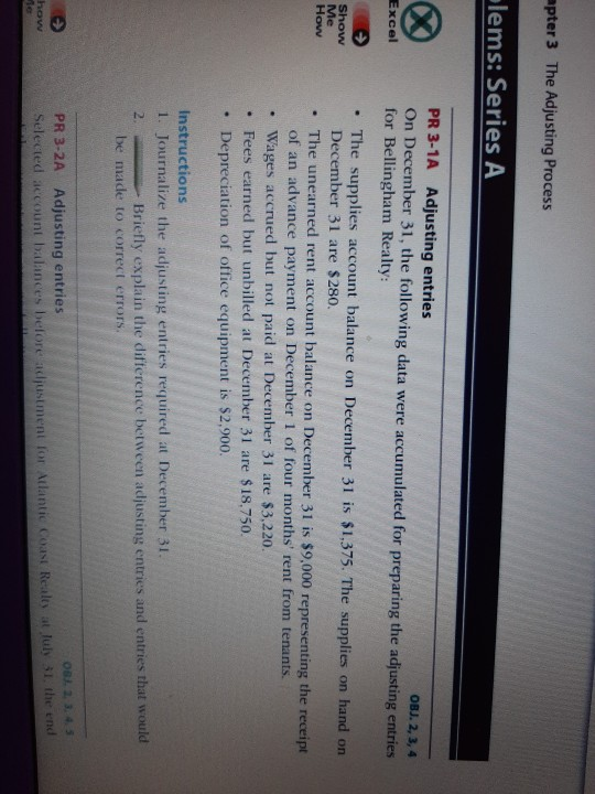  apter 3 The Adjusting Process lems: Series A PR 3-1A Adjusting