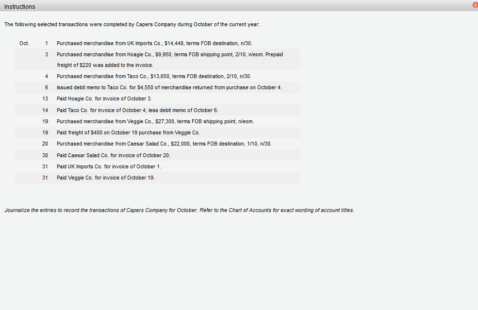 please use the accounts name provided with date Instructions The following