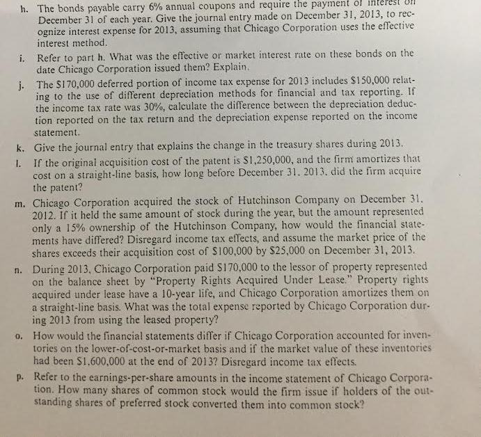 Case study solution required for questions H, i and J regarding Chicago