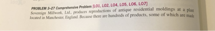 PROBLEM 3-27 Comprehensive Problem, (LOI, LO2104, L05, L06, L07] Sovereign Millwork,