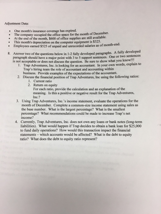 complete the following 1. Create journal entries to record the transactions that