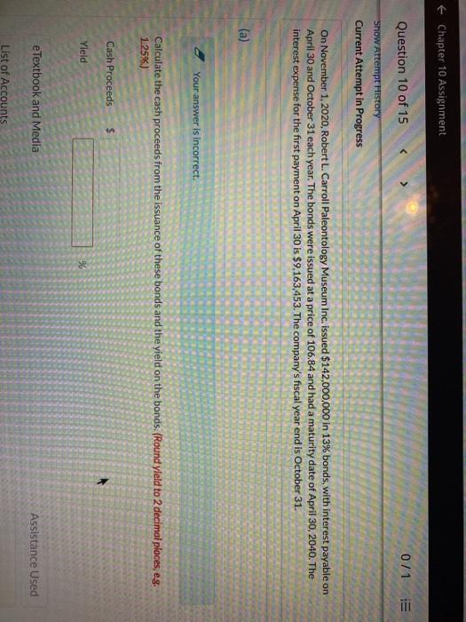  + Chapter 10 Assignment Question 10 of 15