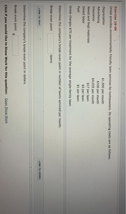 is trying to determine its break-even point during its off-peak season. The