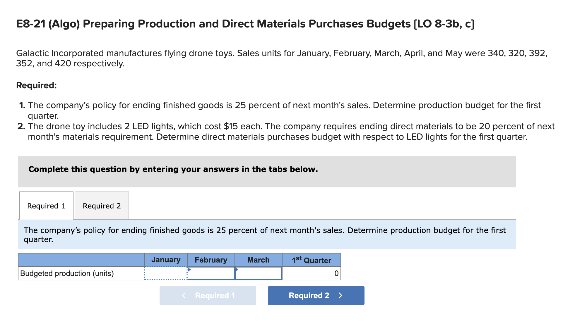 Please show steps: E8-21 (Algo) Preparing Production and Direct Materials Purchases Budgets