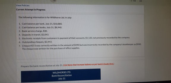  10 View Policies Current Attempt in Progress The following information is