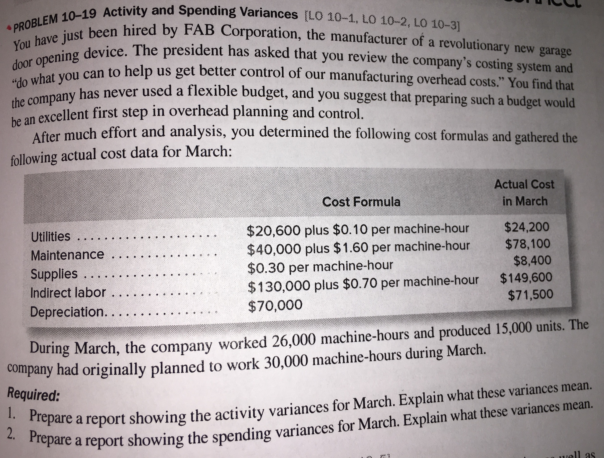Prob 10-19. Answer needs to be in editable format. It can not