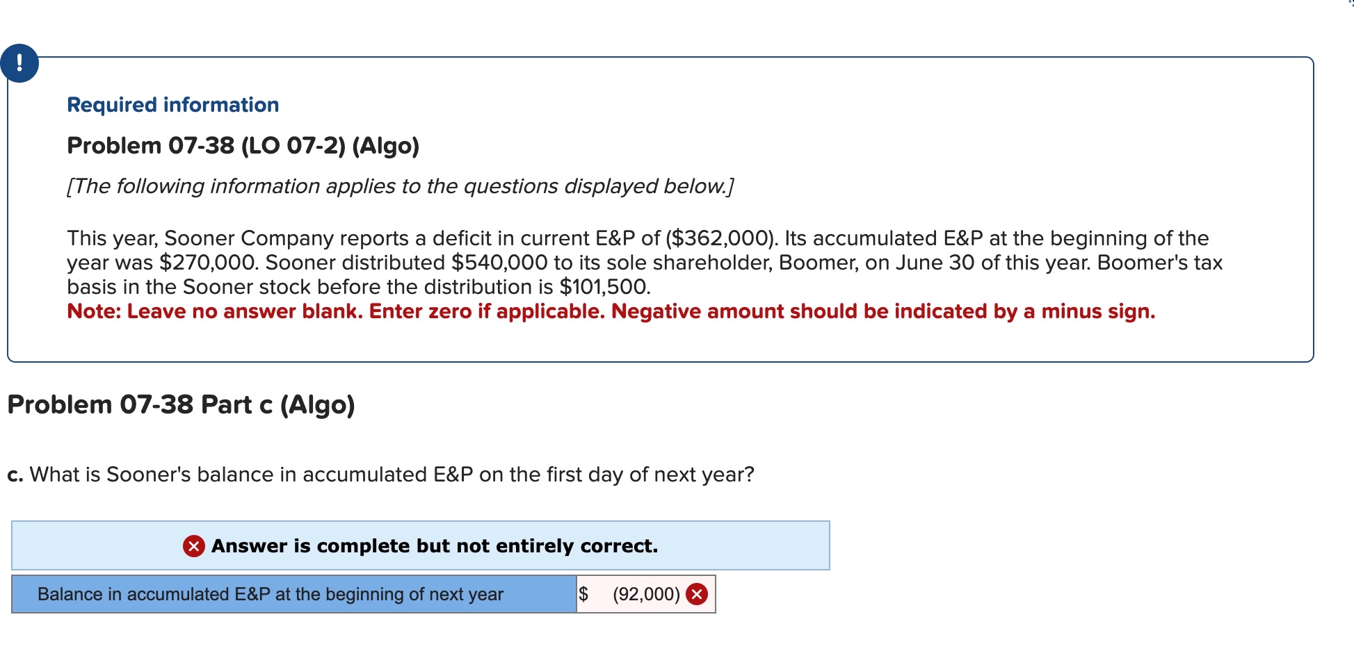  ! Required information Problem 07-38(LO 07-2)(Algo) [The following information applies to