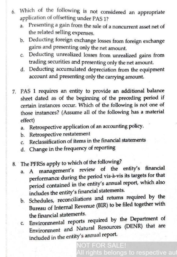 right. 144 PAS 1 PROBLEM 2: MULTIPLE CHOICE 1. The objective of