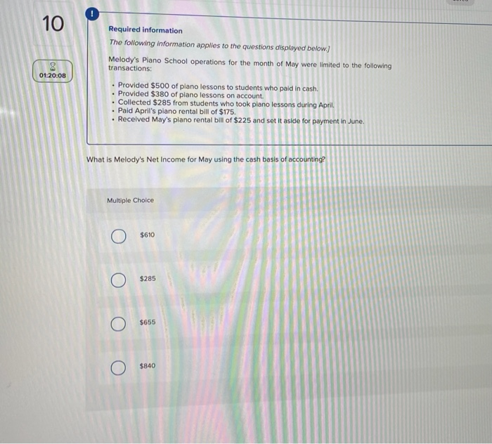 the payment would debit to: 8 01:20:24 Multiple Choice O Advertising Expense