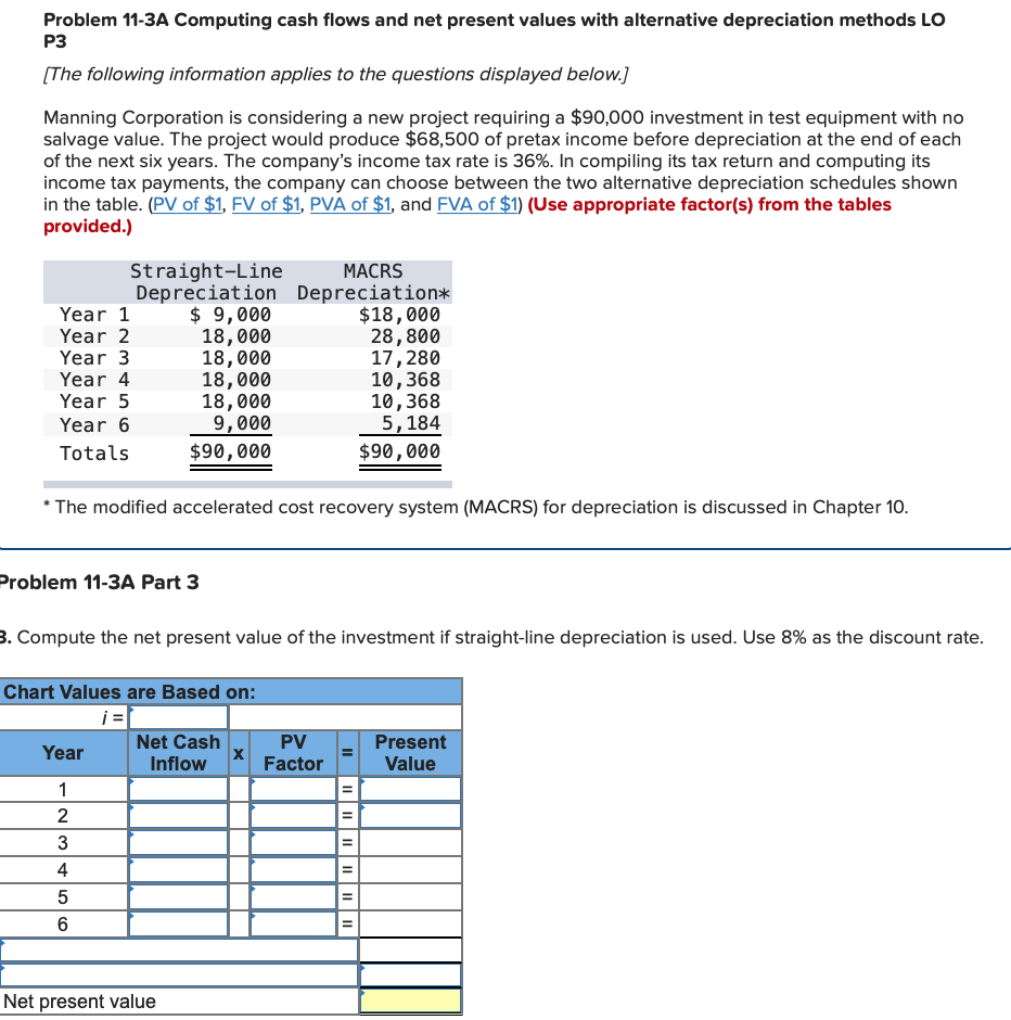 to the questions displayed below.) Manning Corporation is considering a new project