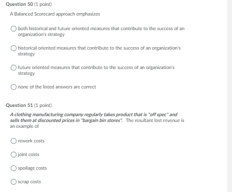 a blend of both financial and non-financial performance measures True False Question