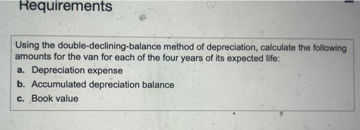 on January 1, 2020. If paid $16,000 for the van, Moser erpects
