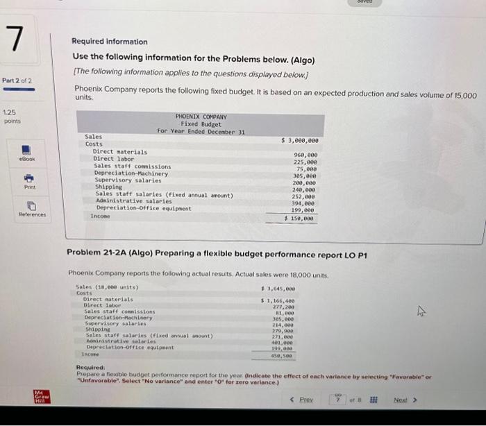  Required information Use the following information for the Problems below. (Algo)