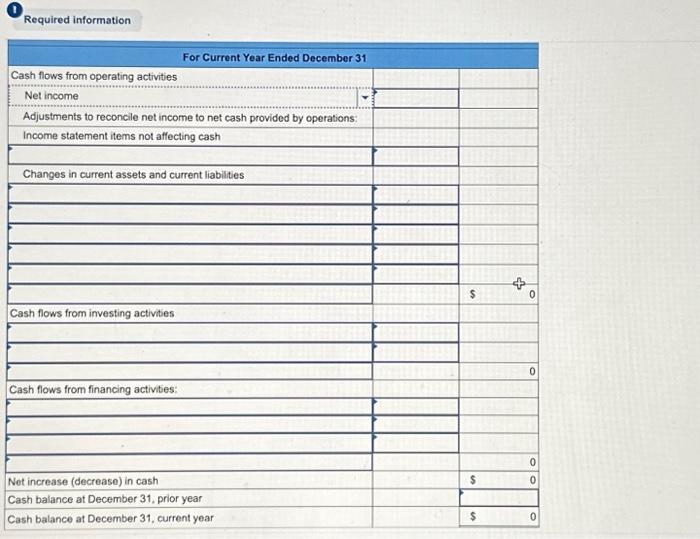 year income statement, comparative balance sheets, and additional information follow. For the