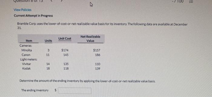  = . View Policies Current Attempt in Progress Bramble Corp. uses
