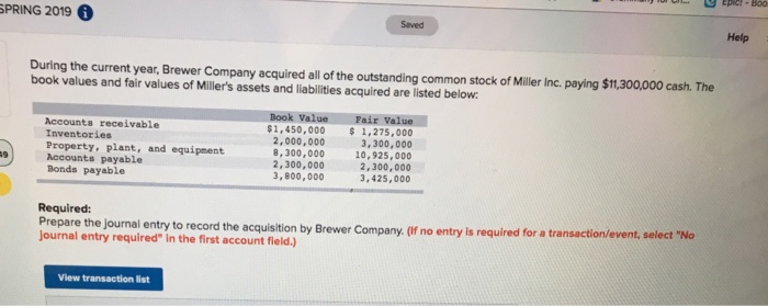 SPRING 2010 Saved Help During the current year, Brewer Company acquired