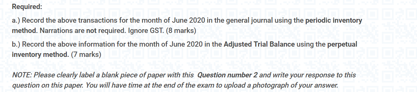 balance at 1 June 2020 for accounts Cash at Bank $20,000, Inventory