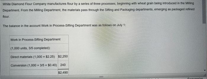 please answer, i will rate :) White Diamond Flour Company manufactures flour