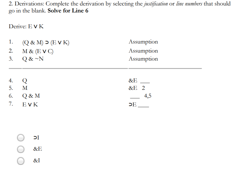 numbers that should go in the blank. Solve for Line 7 Derive: