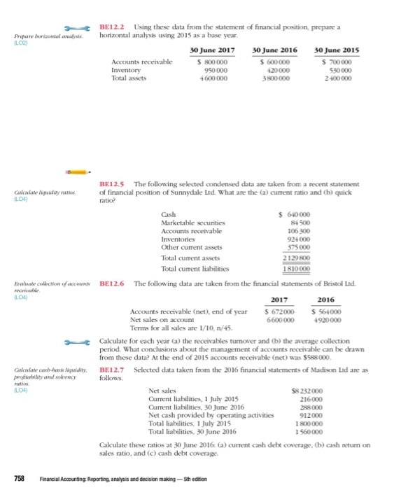  BE12.2 Using these data from the statement of financial position, prepare