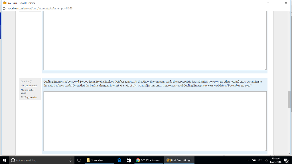 Cupling Enterprises borrowed $6,000 from Escada Bank on October 1, 2012.