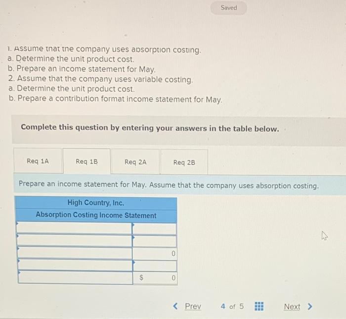 Absorption Costing Unit Product Costs and Income Statements; Explanation of Difference in