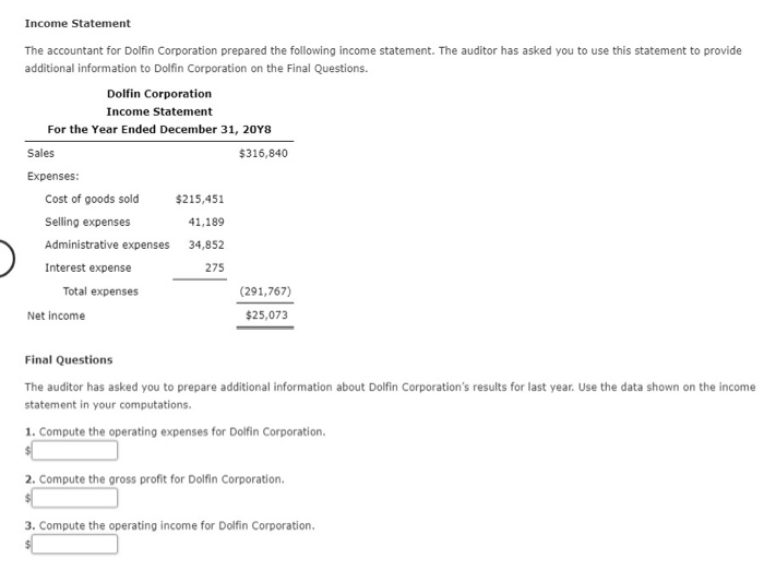 the audit for Dolfin Corporation, a retailer of specialty aquarium supplies. As