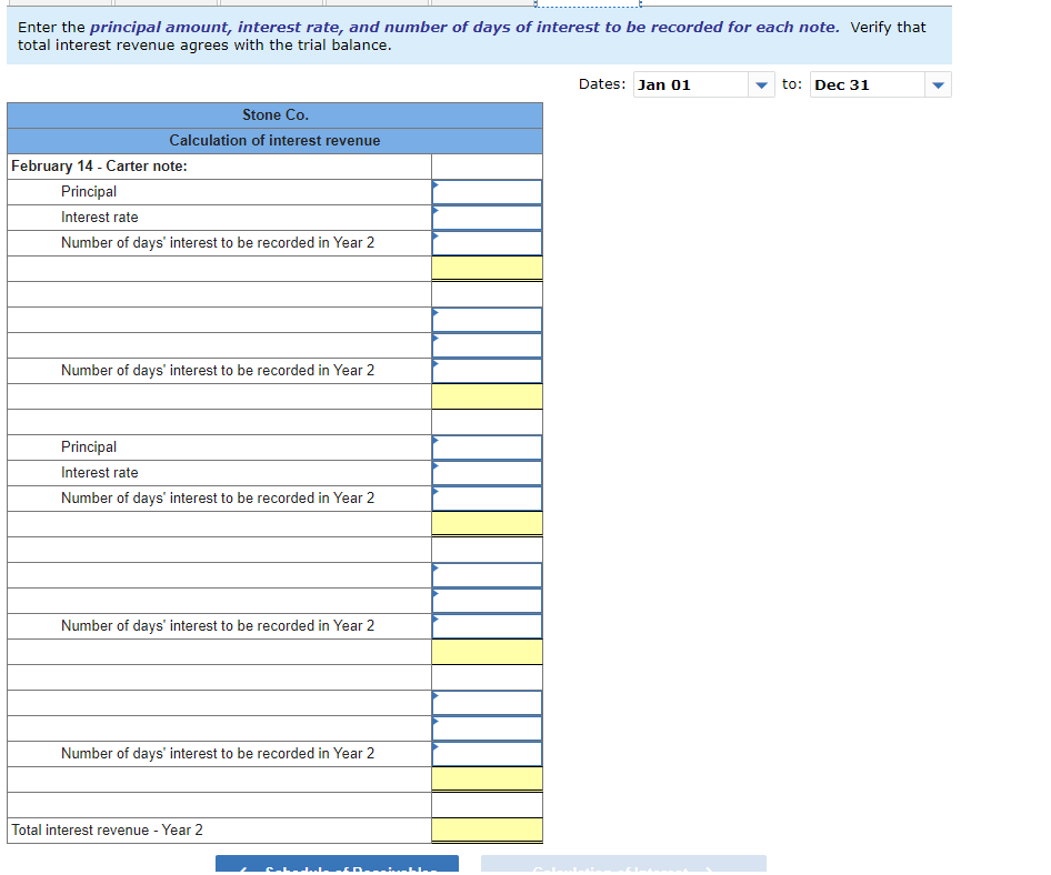 Feb. 14 Received Carter's payment of principal and interest on the note