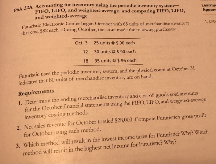  2A Accounting for inventory using the periodic inventory system- P6A FIFO,